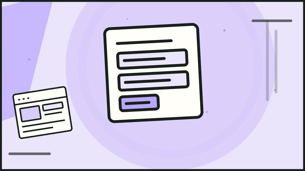 A web form beside a website wireframe, illustrating form design.